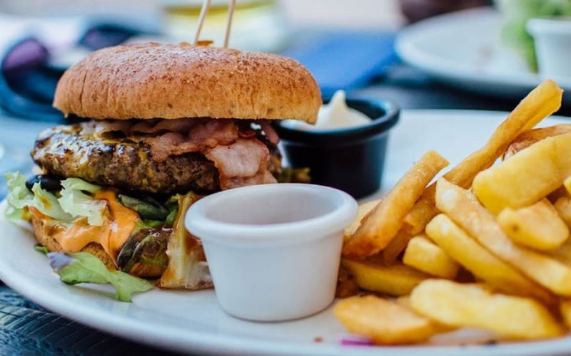 Cheesy Burger With Fried Special Dish